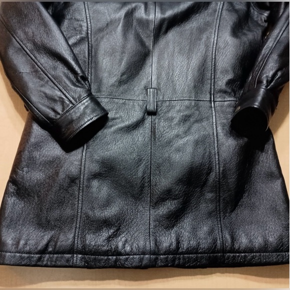 Leather Man Vintage Genuine Leather Zip Up Moto Bomber Hooded Jacket Coat Large - Picture 7 of 13